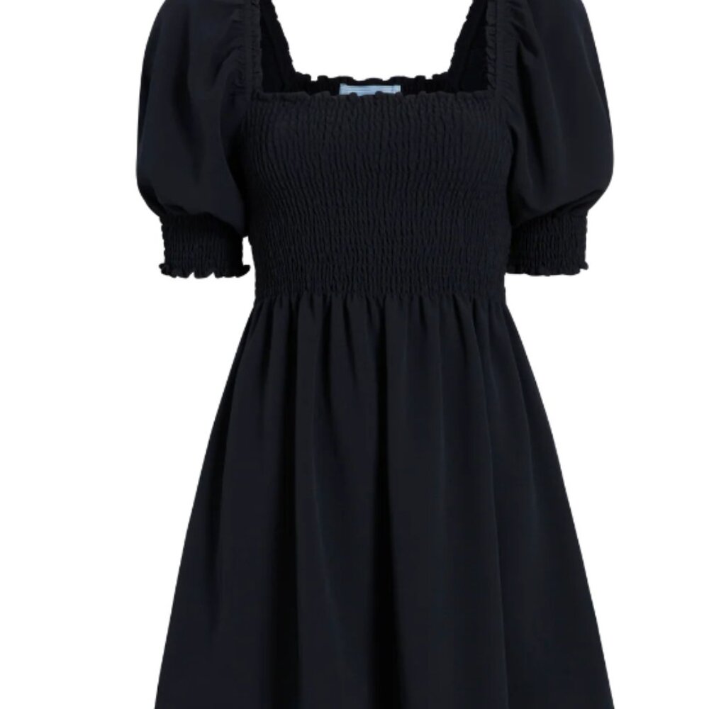 THE ATHENA NAP DRESS IN BLACK CREPE BY HILL HOUSE, SIZE SMALL